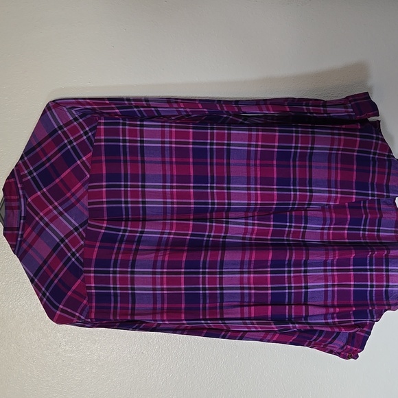Terra & Sky | Purple Plaid Button Down Long Sleeve Shirt Size 0X - Picture 3 of 7